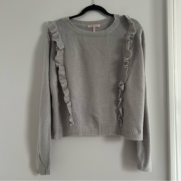 BCBGeneration Light Gray Ruffle Sweater - Picture 1 of 4
